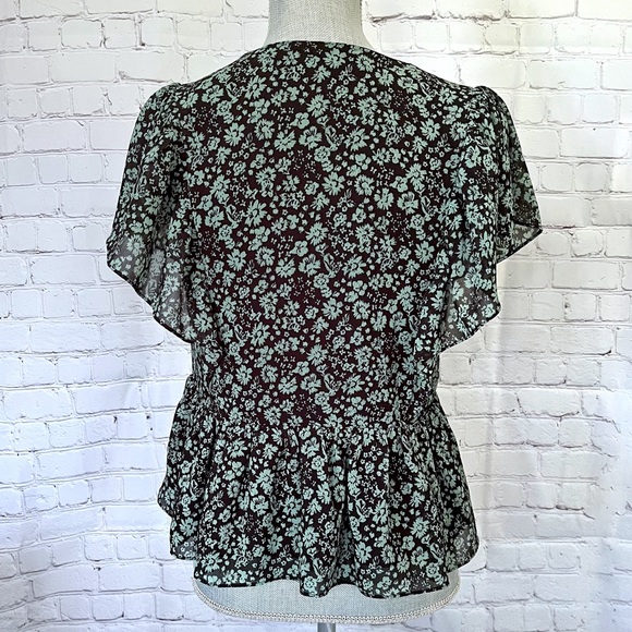MADEWELL Georgette Ruffle Sleeve Floral Peplum Top - Picture 6 of 10